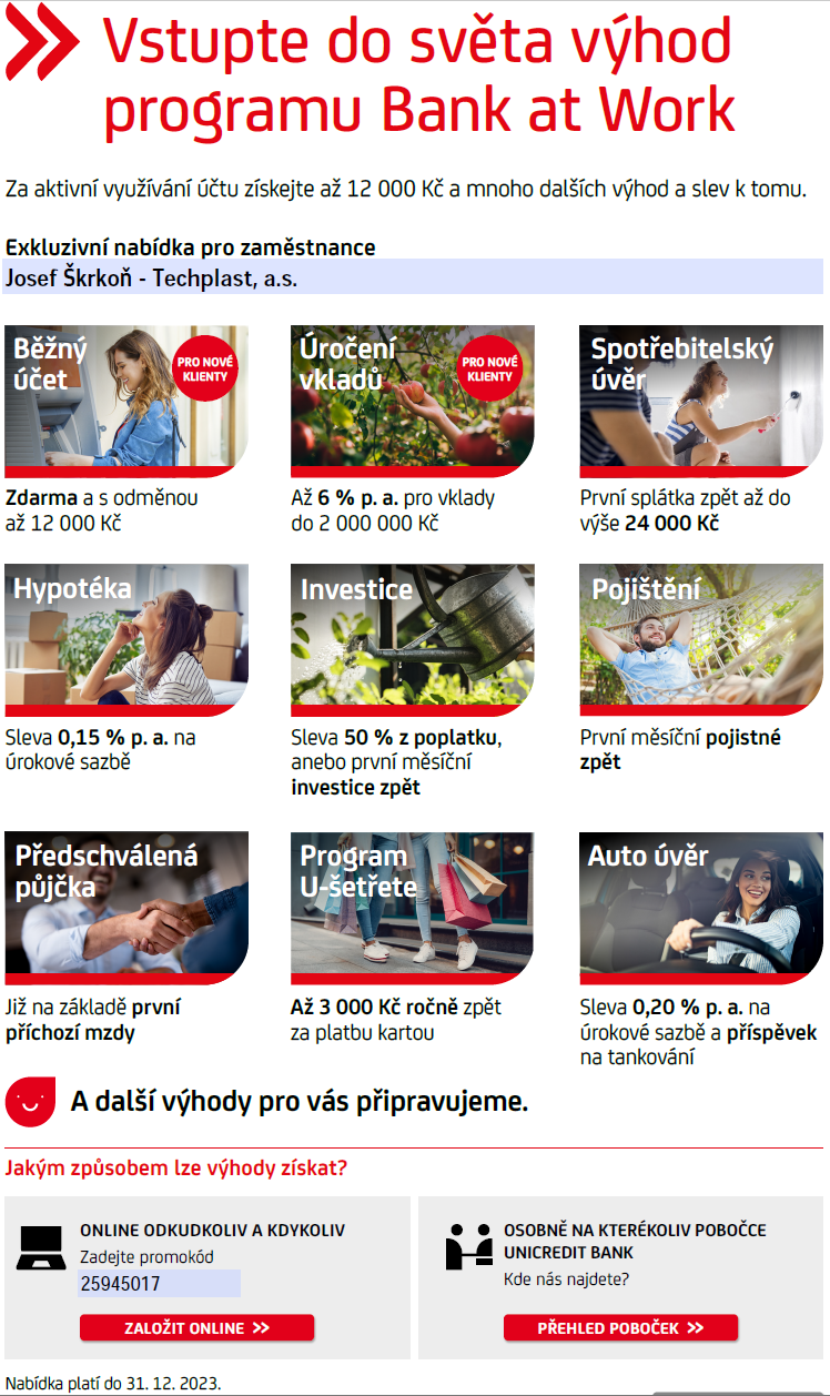 UniCredit BaW nabidka zamestnancum