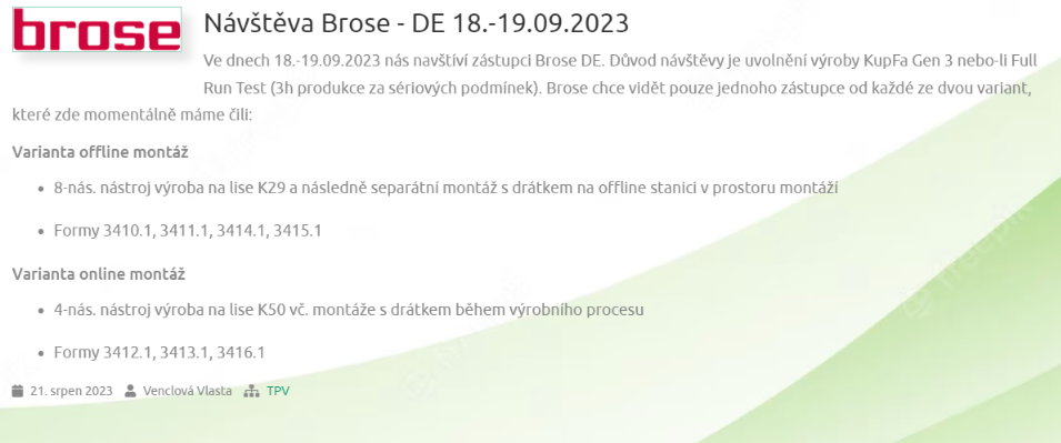 FRT Brose přesunut